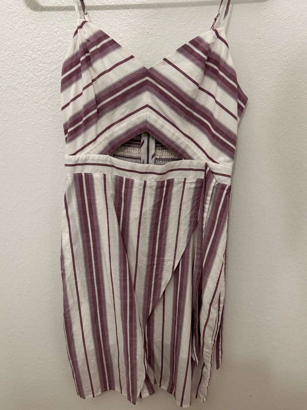 Express Mauve-Striped Cutout Mini Dress